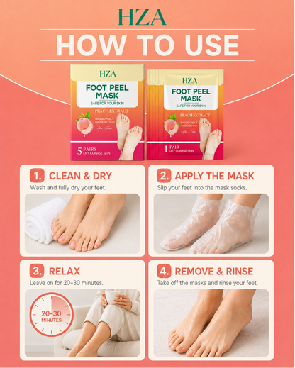 HZA Peach Foot Peel Mask – Soft & Smooth Feet